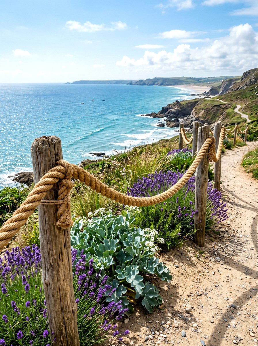 Coastal Rope Garden Railing - 30 herb garden fence ideas