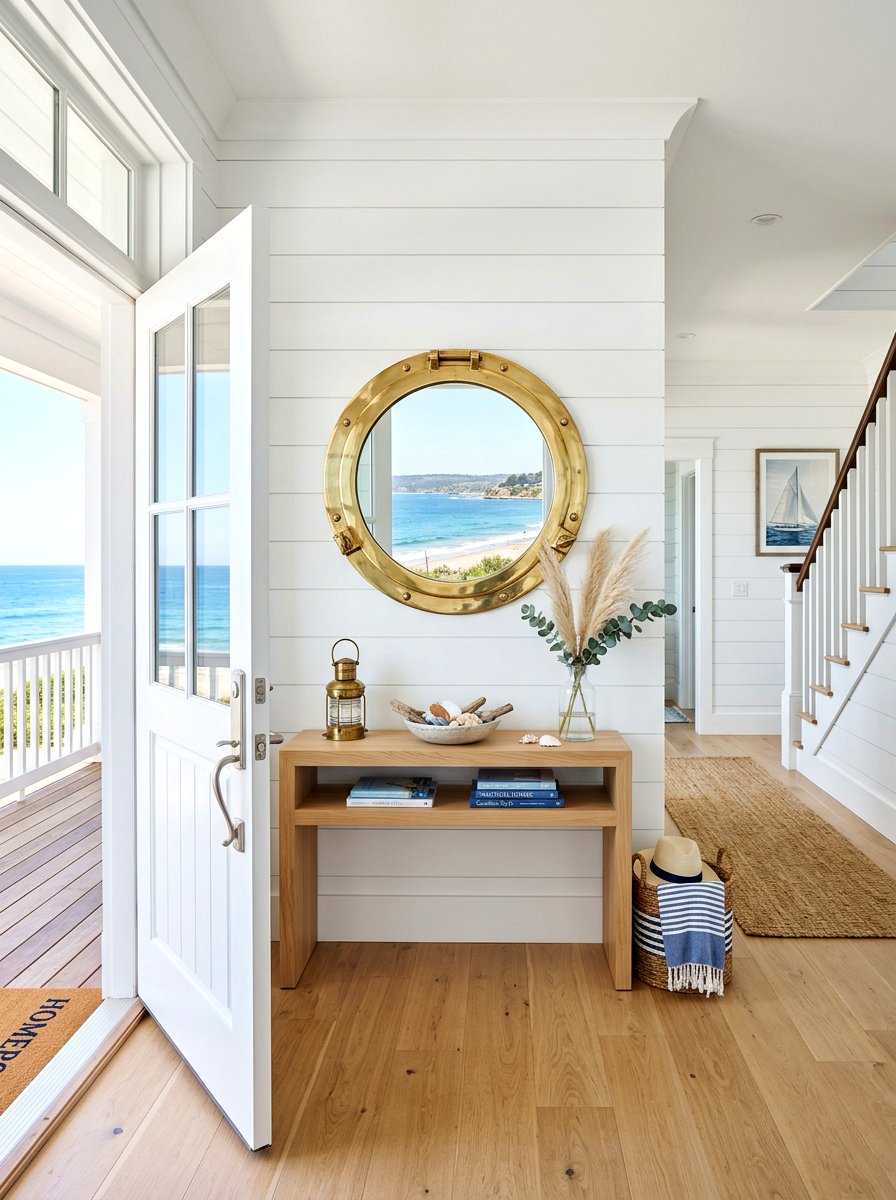 Coastal Round Porthole Mirror - 30 coastal home decor ideas