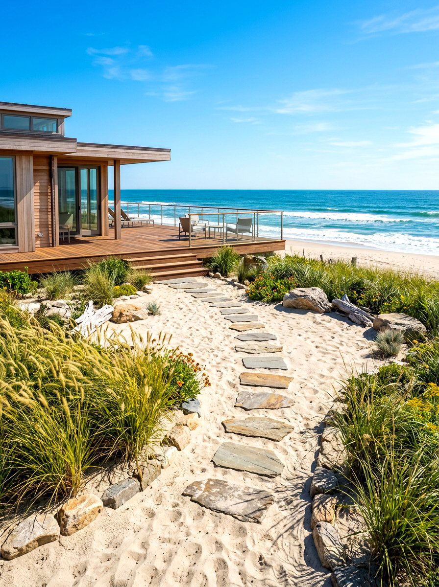 Coastal Sand Garden - 30 no mow front yard ideas