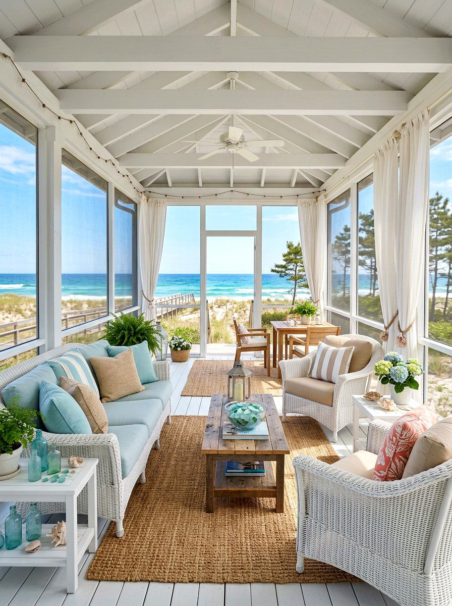 Coastal Screened In Porch - 30 screened in porch ideas