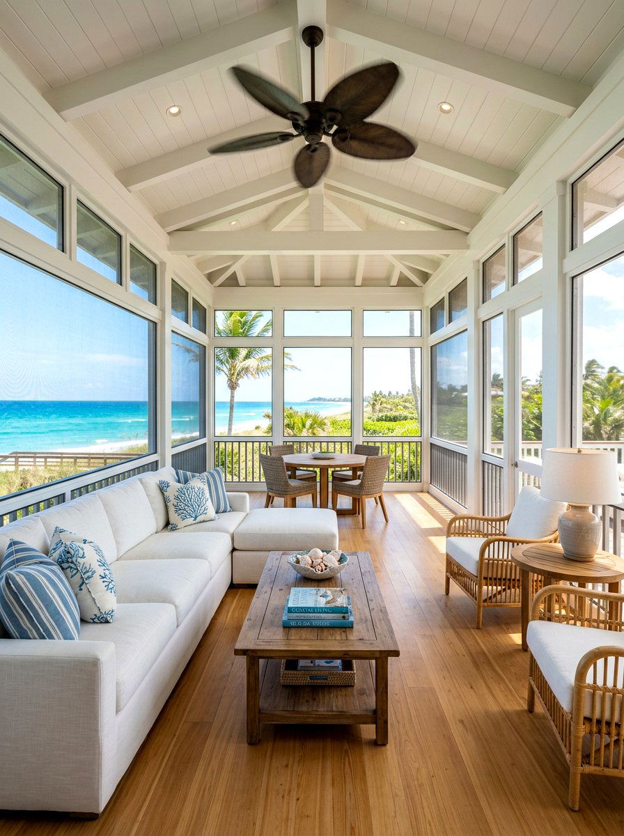 Coastal Screened In Porch - 30 breezy coastal patio ideas