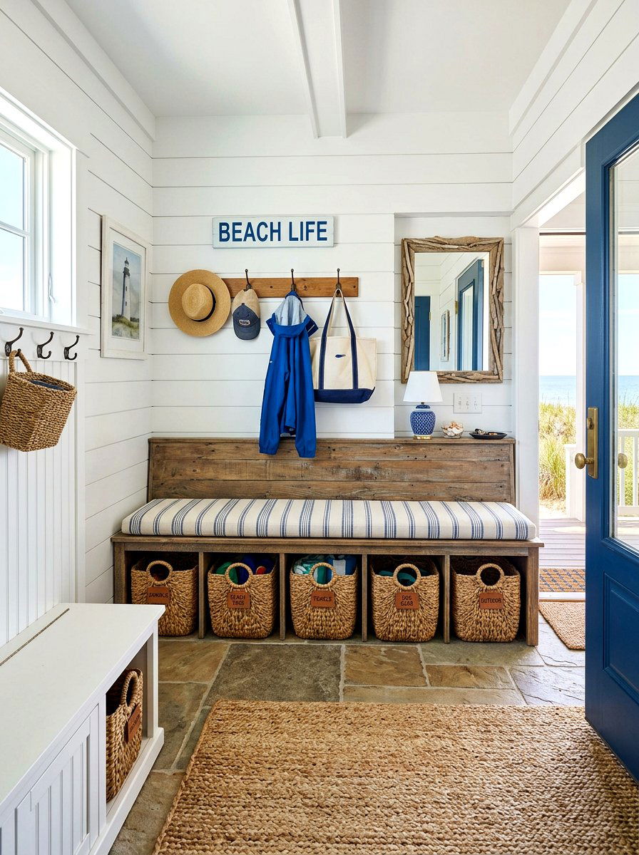 Coastal Sea Grass Basket - 30 coastal home decor ideas