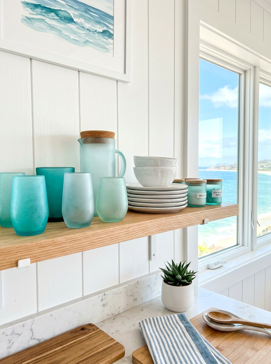 Coastal Seaglass Kitchen Glassware - 30 coastal home decor ideas