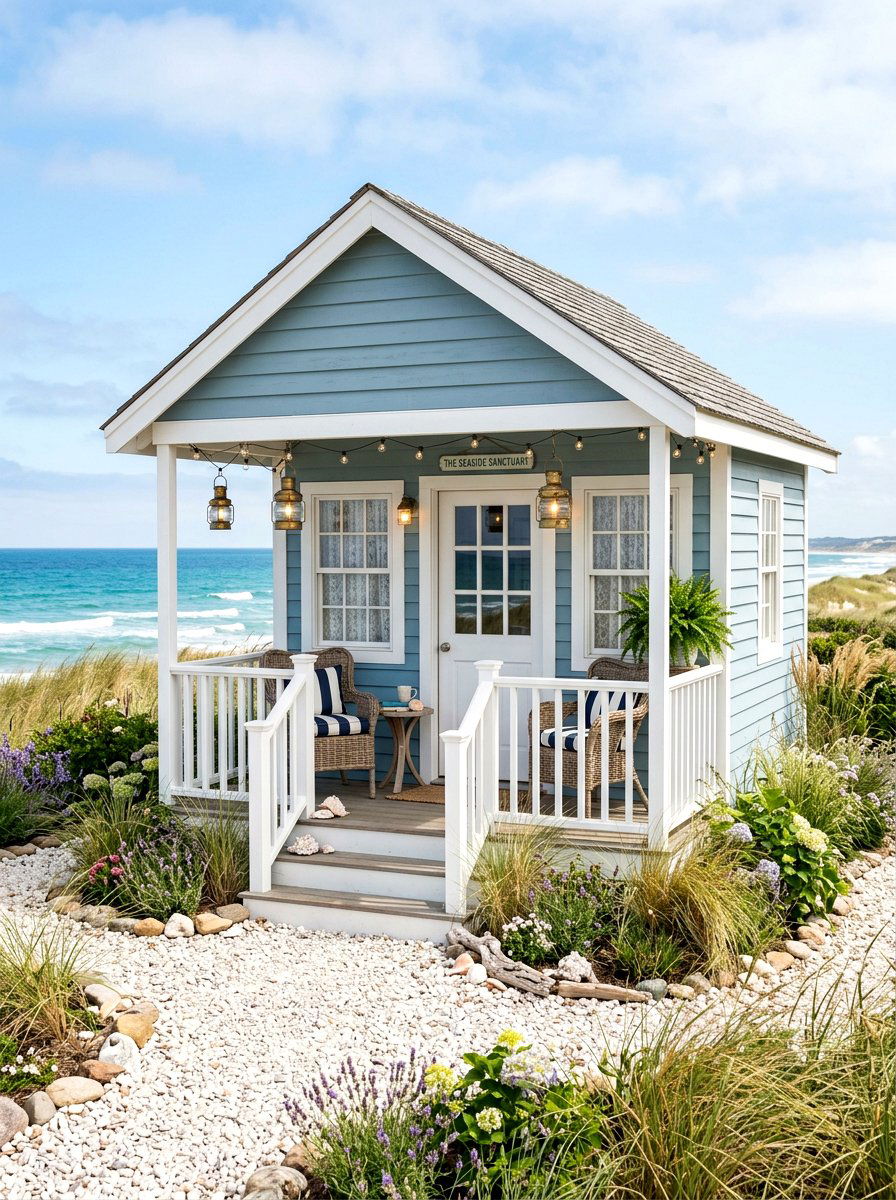 Coastal She Shed - 30 she shed backyard aesthetic ideas