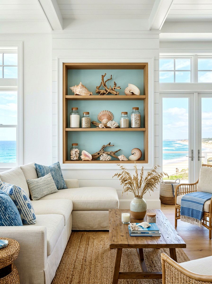 Coastal Shell Niche - 30 niche shelf styling ideas