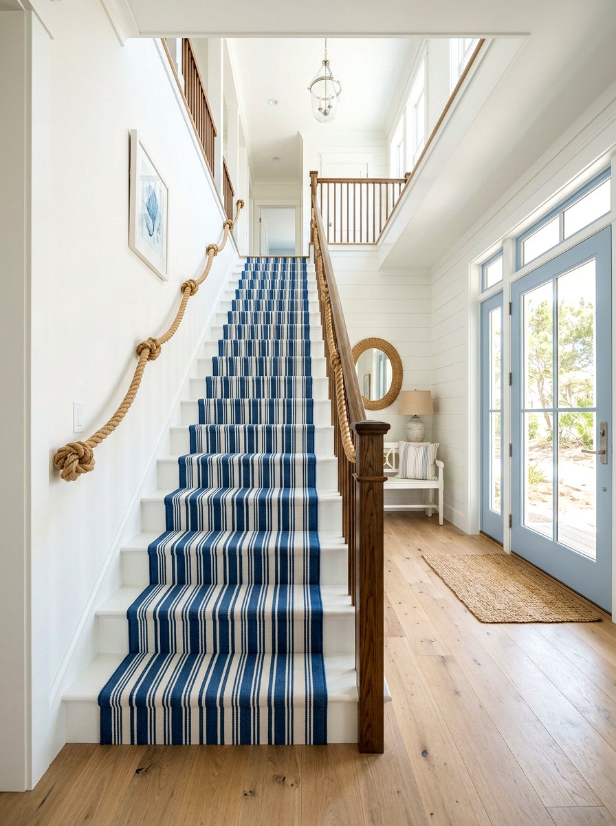 Coastal Stair Runner - 30 vintage stair carpet ideas