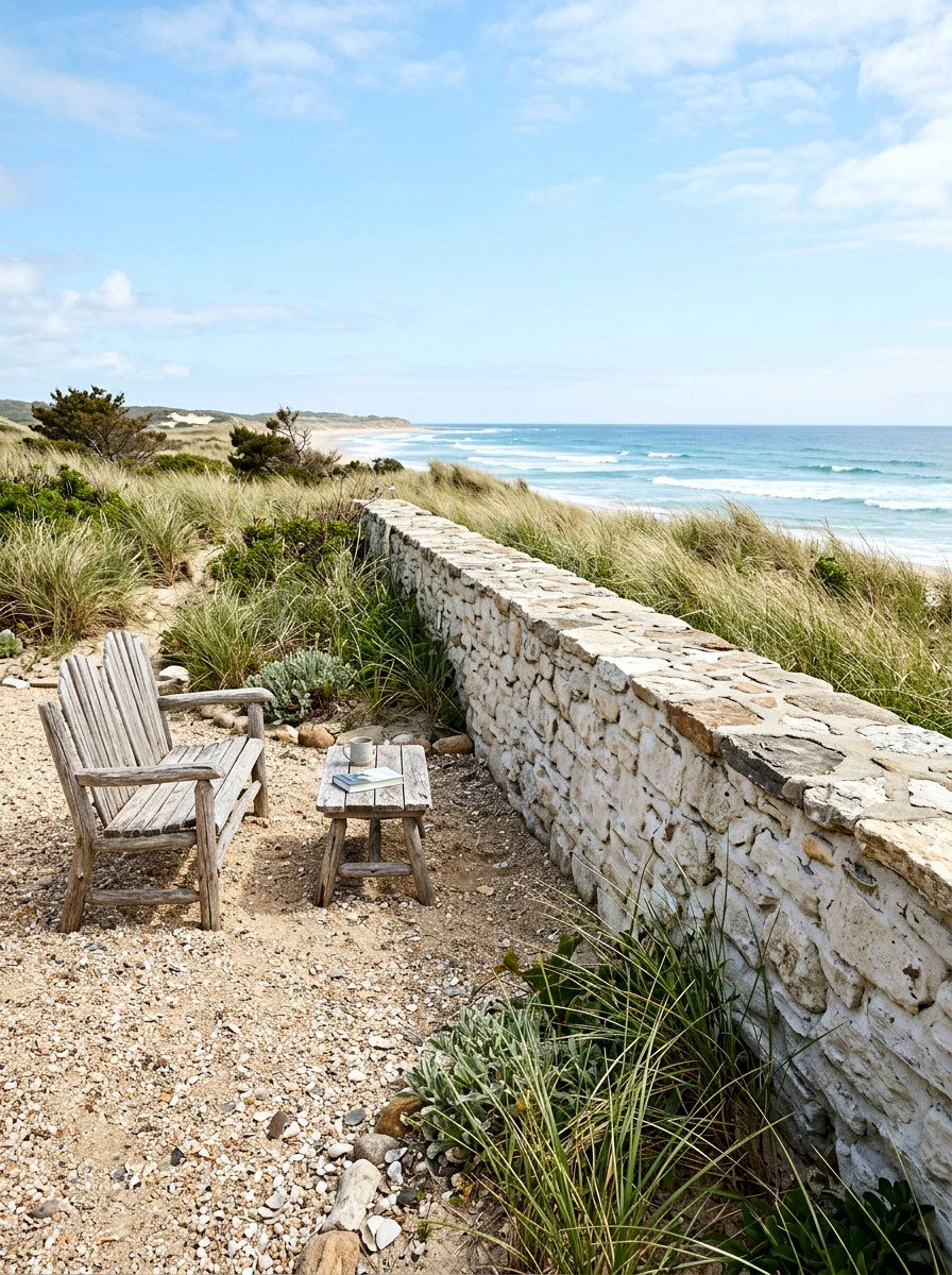 Coastal Stone Backyard Wall - 30 limewashed wall backyard ideas