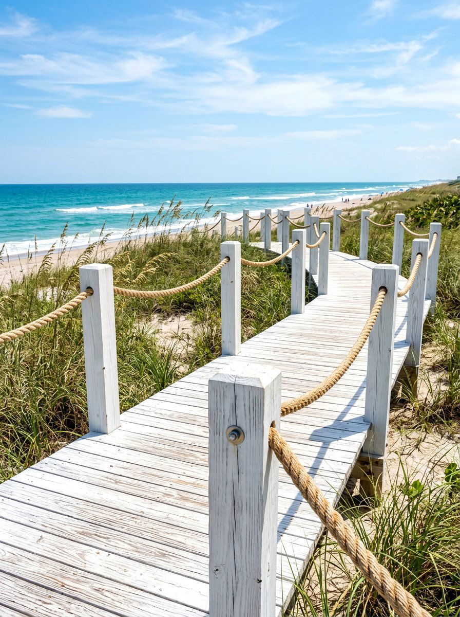 Coastal Style Boardwalk - 30 boardwalk garden path ideas