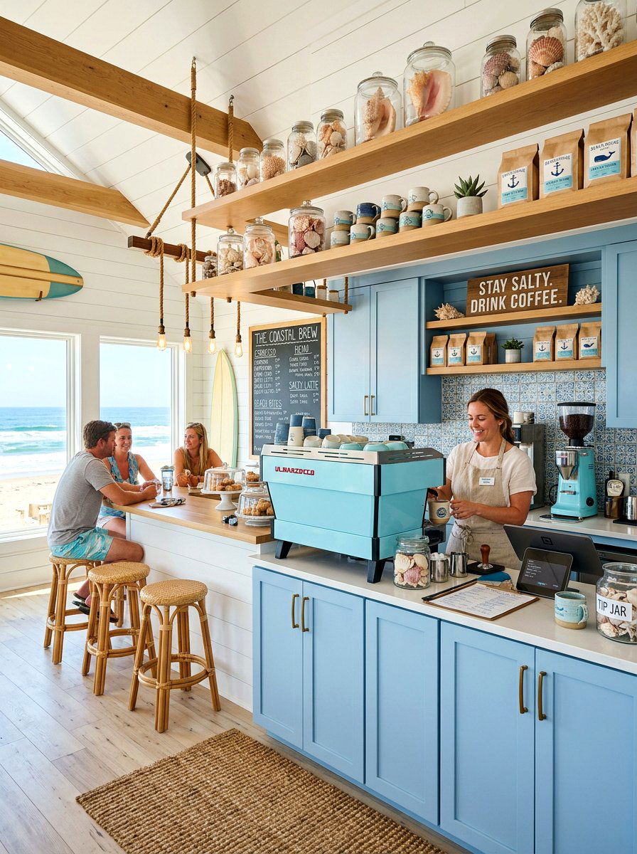 Coastal Style Coffee Bar - 30 kitchen coffee bar ideas