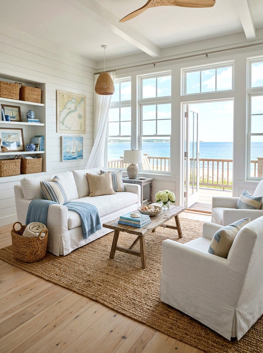 Coastal Style Cottage - 30 cottage living room decor ideas