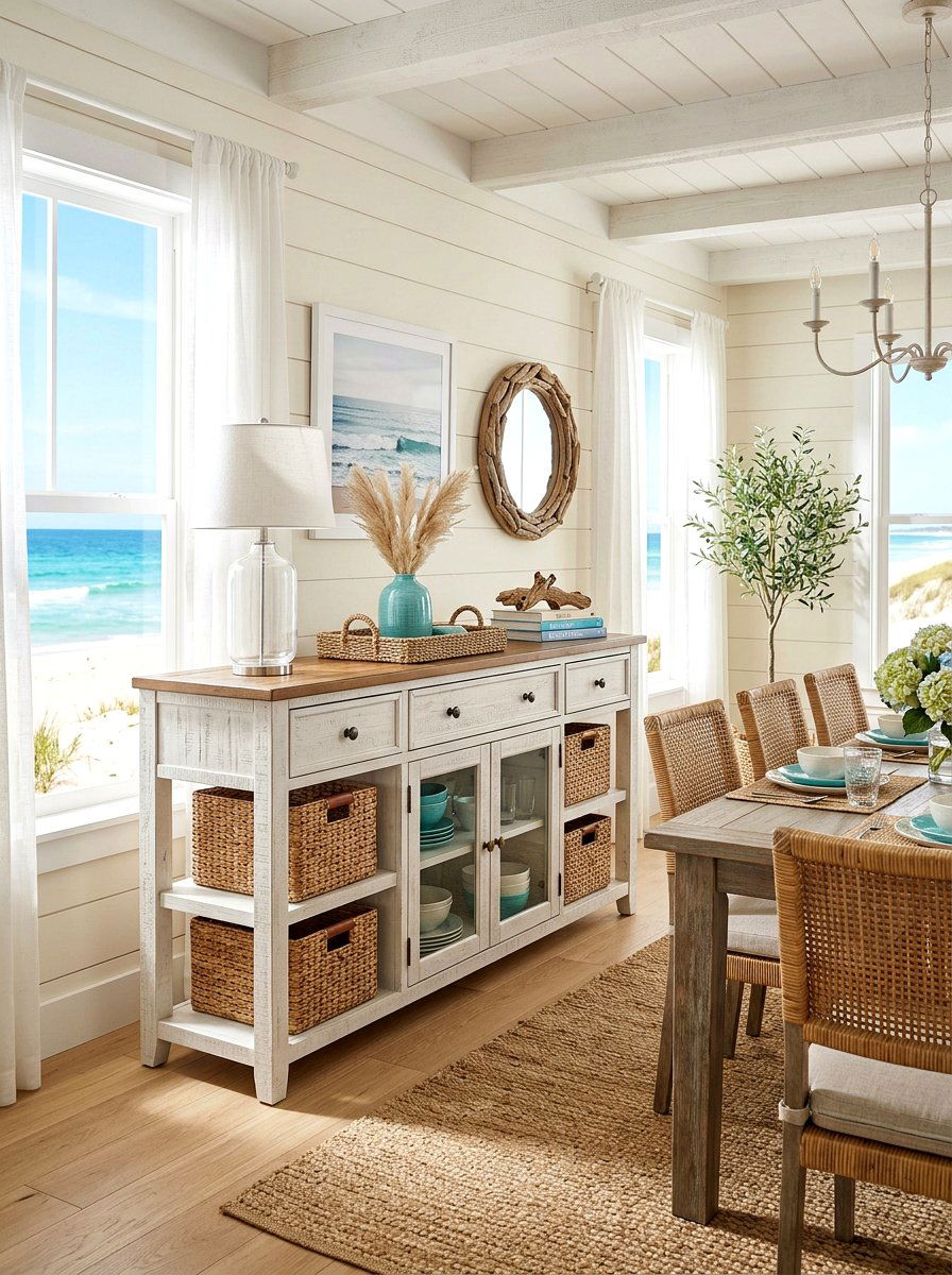 Coastal Style Dining Room Buffet - 30 built in buffet dining ideas