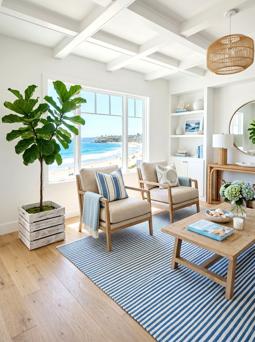 Coastal Style Fiddle Leaf Fig - 30 fiddle leaf fig decor ideas
