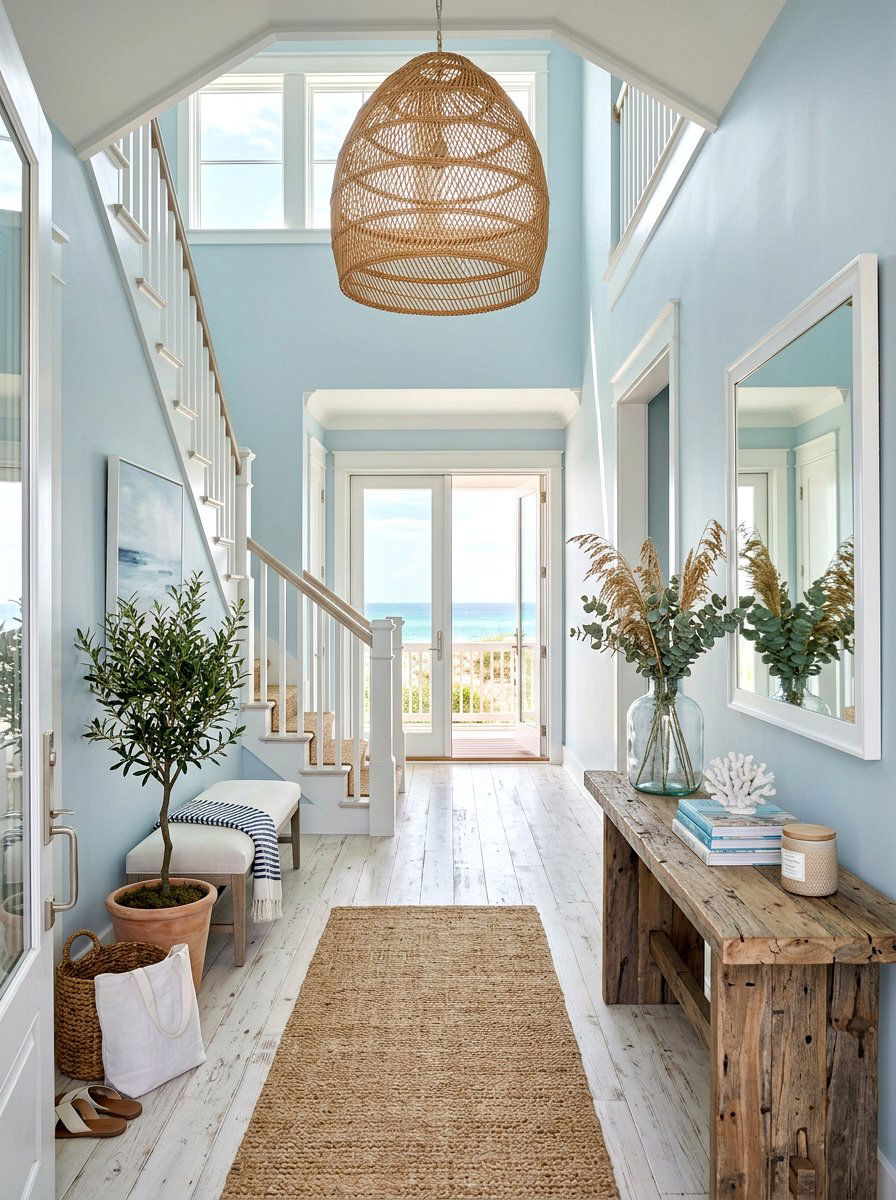 Coastal Style High Entryway - 30 double height foyer ideas