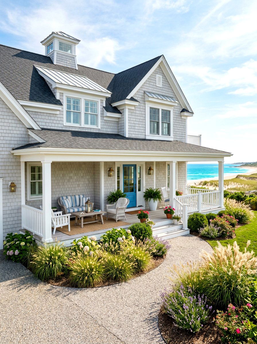 Coastal Style Home Exterior - 30 front facade makeover ideas aesthetic