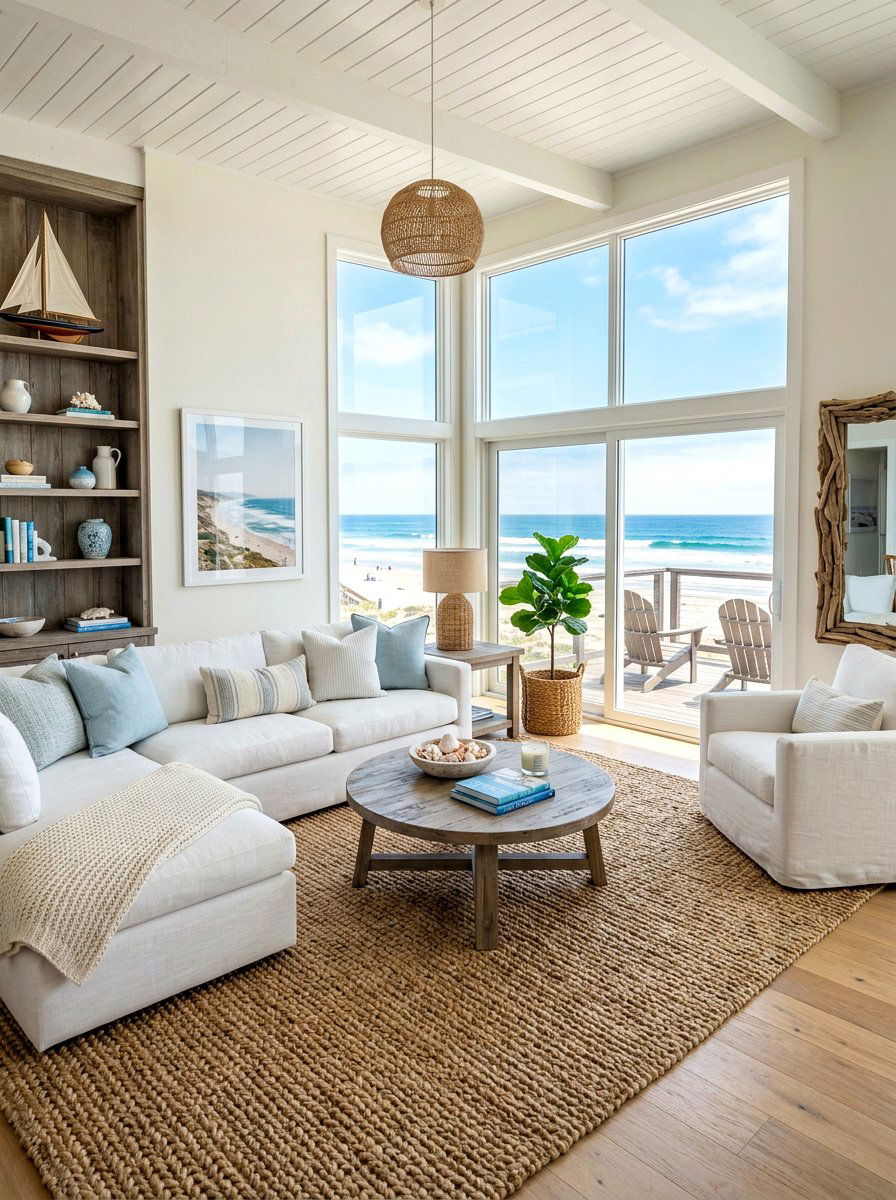 Coastal Style Living Room - 30 jute rug styling ideas