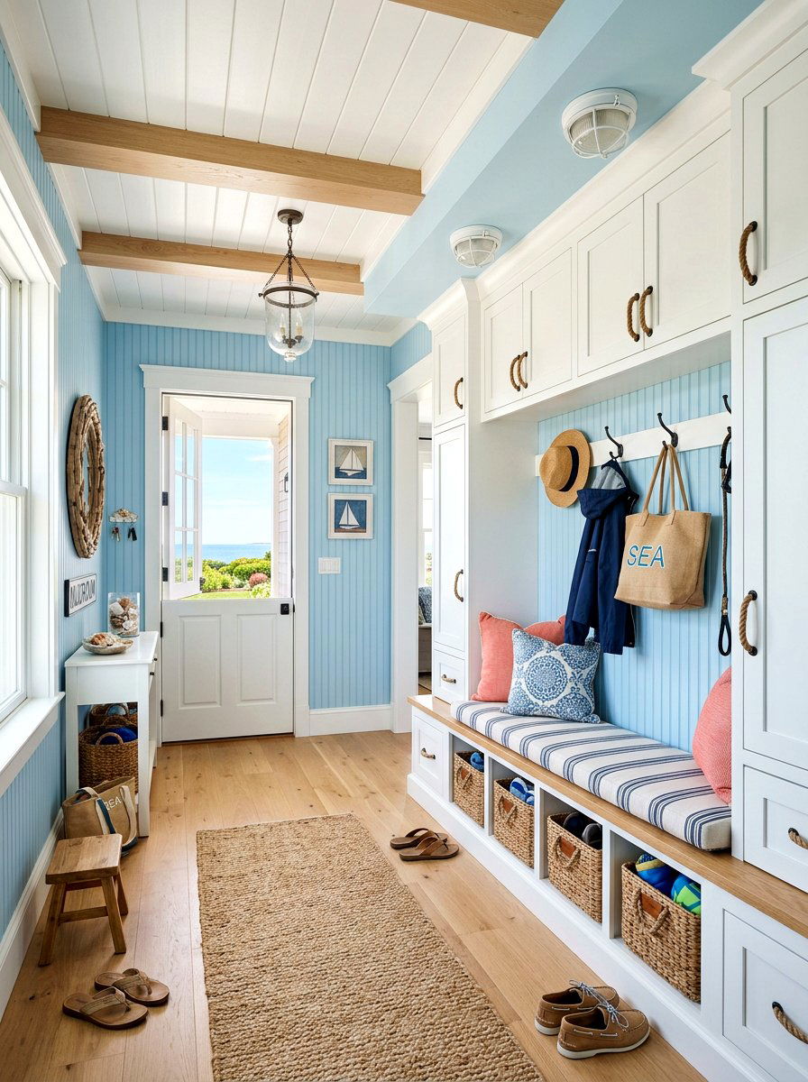Coastal Style Mudroom - 30 mudroom aesthetic ideas