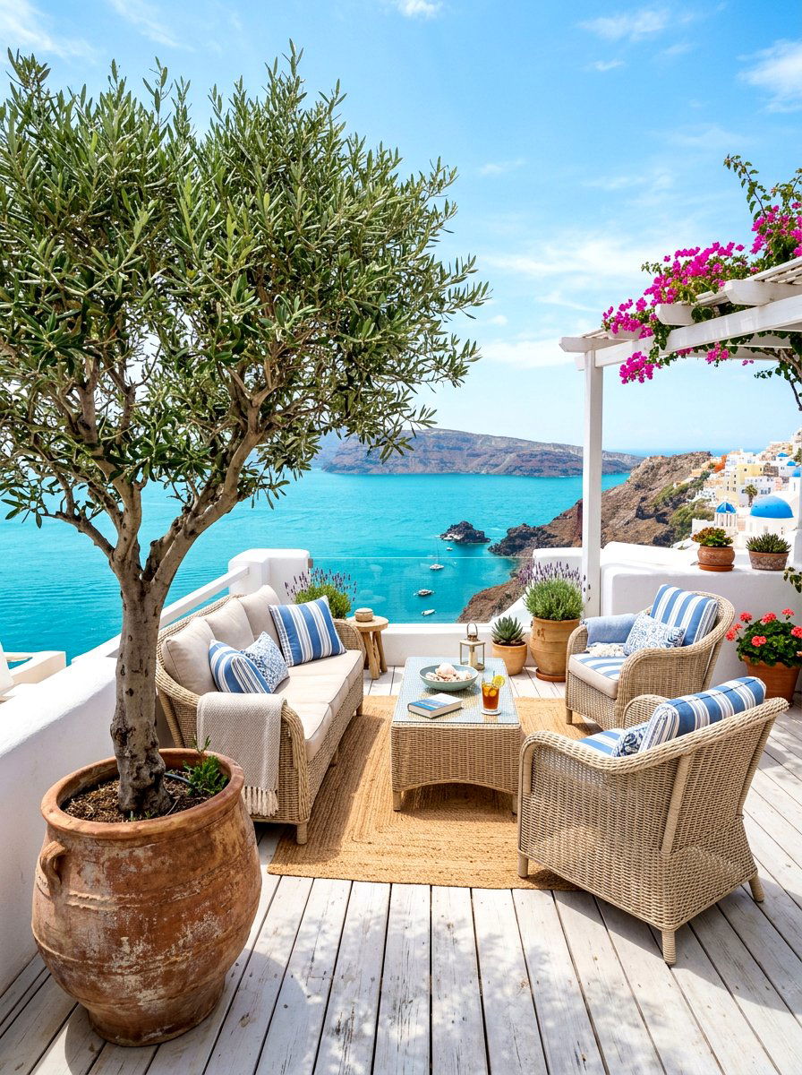Coastal Style Olive Tree Patio - 30 olive tree patio ideas