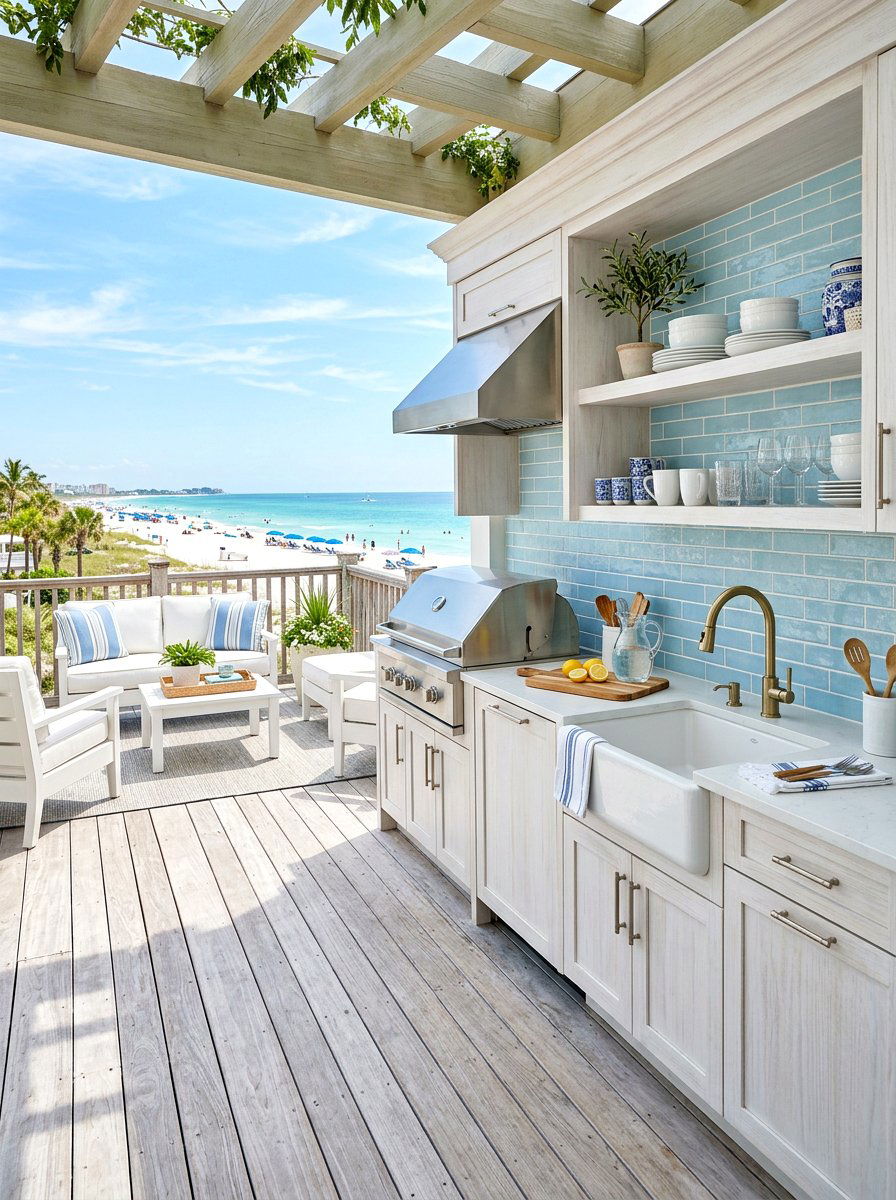 Coastal Style Outdoor Kitchenette - 30 small outdoor kitchen ideas