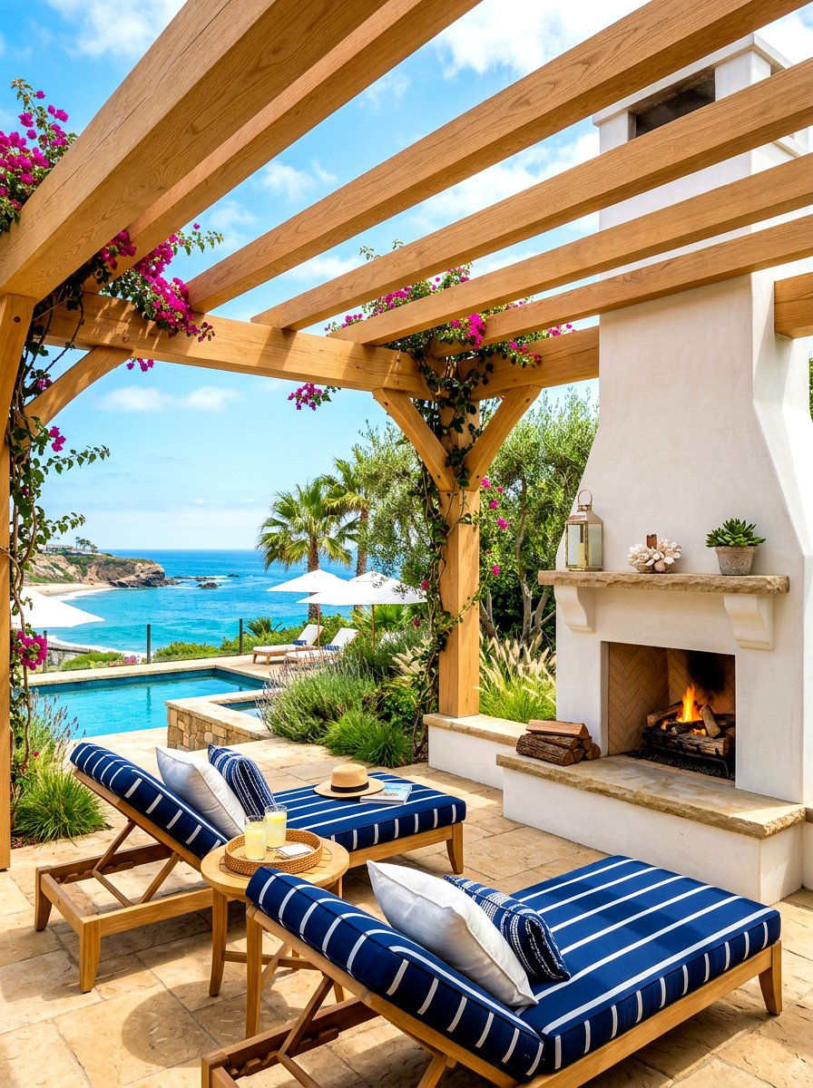 Coastal Style Pergola Fireplace - 30 pergola with fireplace ideas