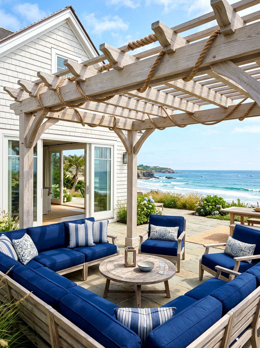 Coastal Style Pergola - 30 attached pergola ideas