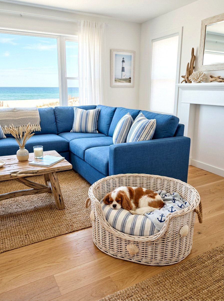 Coastal Style Pet Basket - 30 pet basket styling ideas