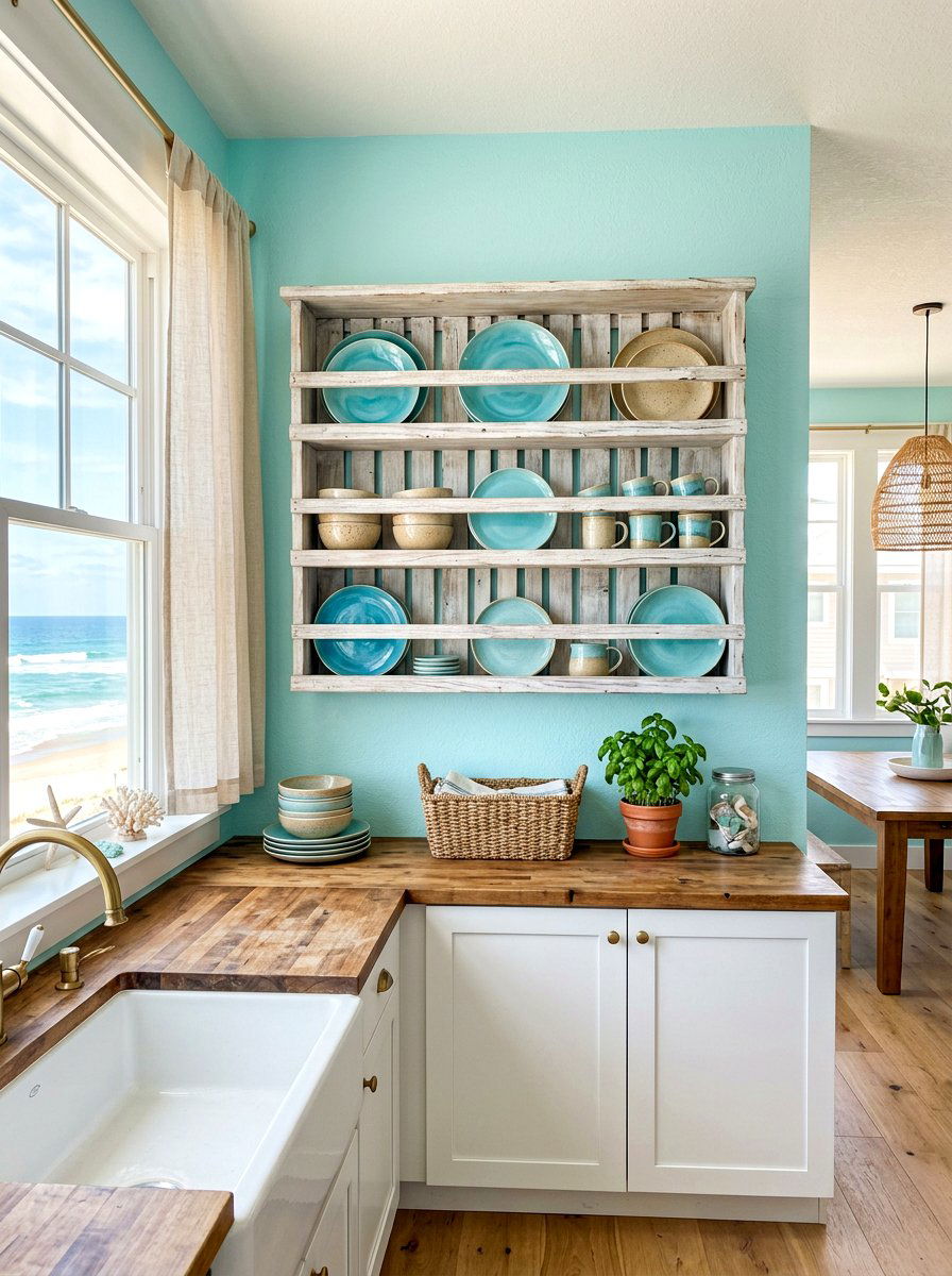 Coastal Style Plate Rack - 30 plate rack wall ideas
