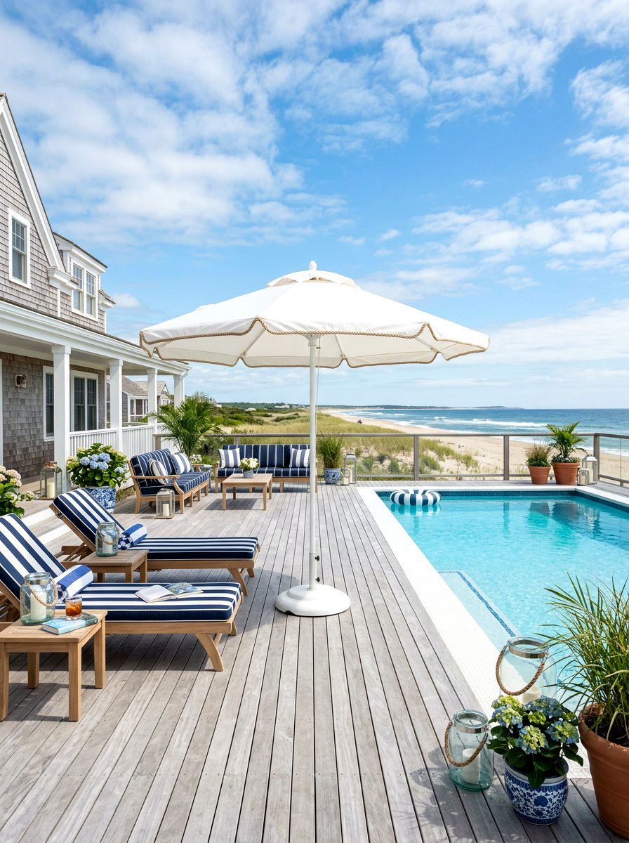 Coastal Style Pool Deck - 30 pool lounge patio ideas