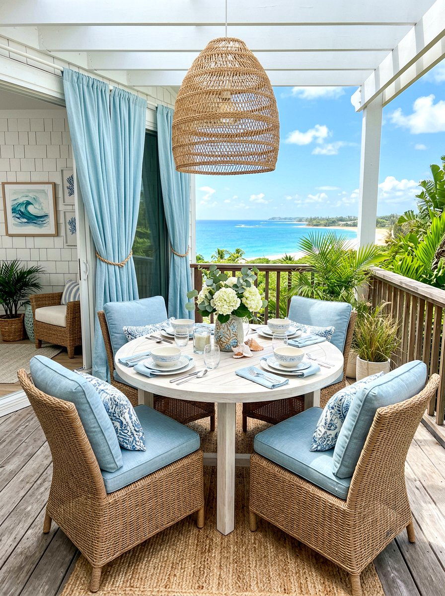 Coastal Style Round Dining Area - 30 round dining room ideas