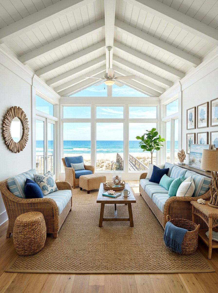 Coastal Style Sunroom - 30 bright sunroom ideas