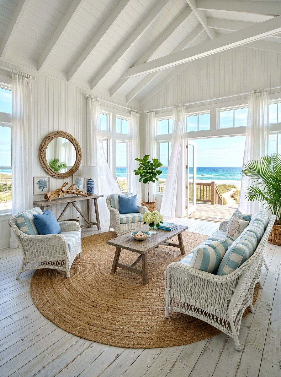 Coastal Style Sunroom - 30 enclosed patio sunroom ideas