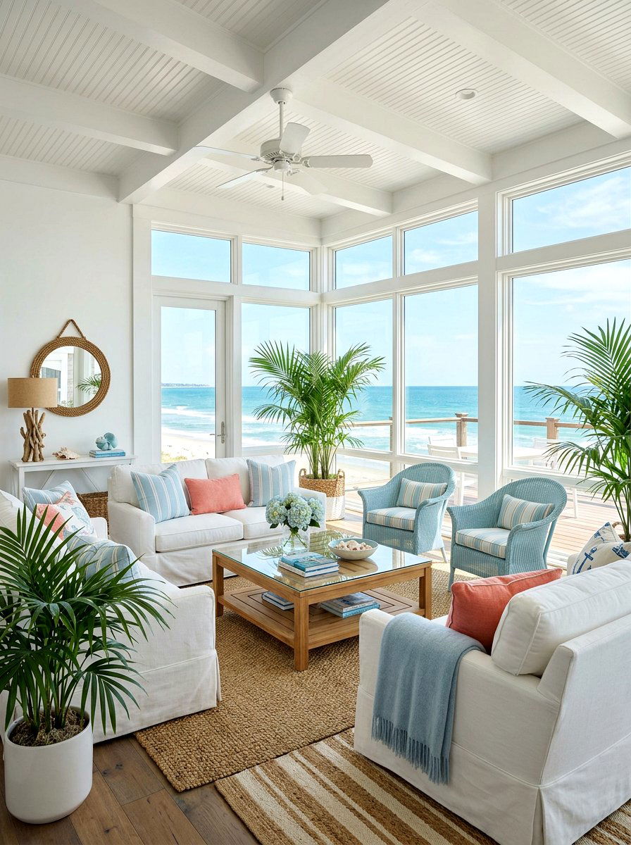 Coastal Style Sunroom - 30 attached greenhouse ideas