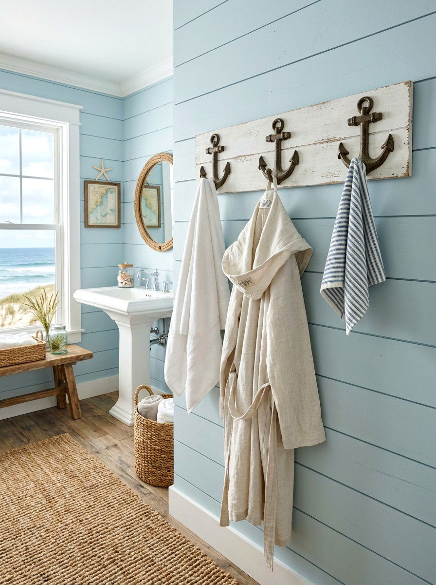 Coastal Style Wall Hook - 30 robe hook bathroom ideas