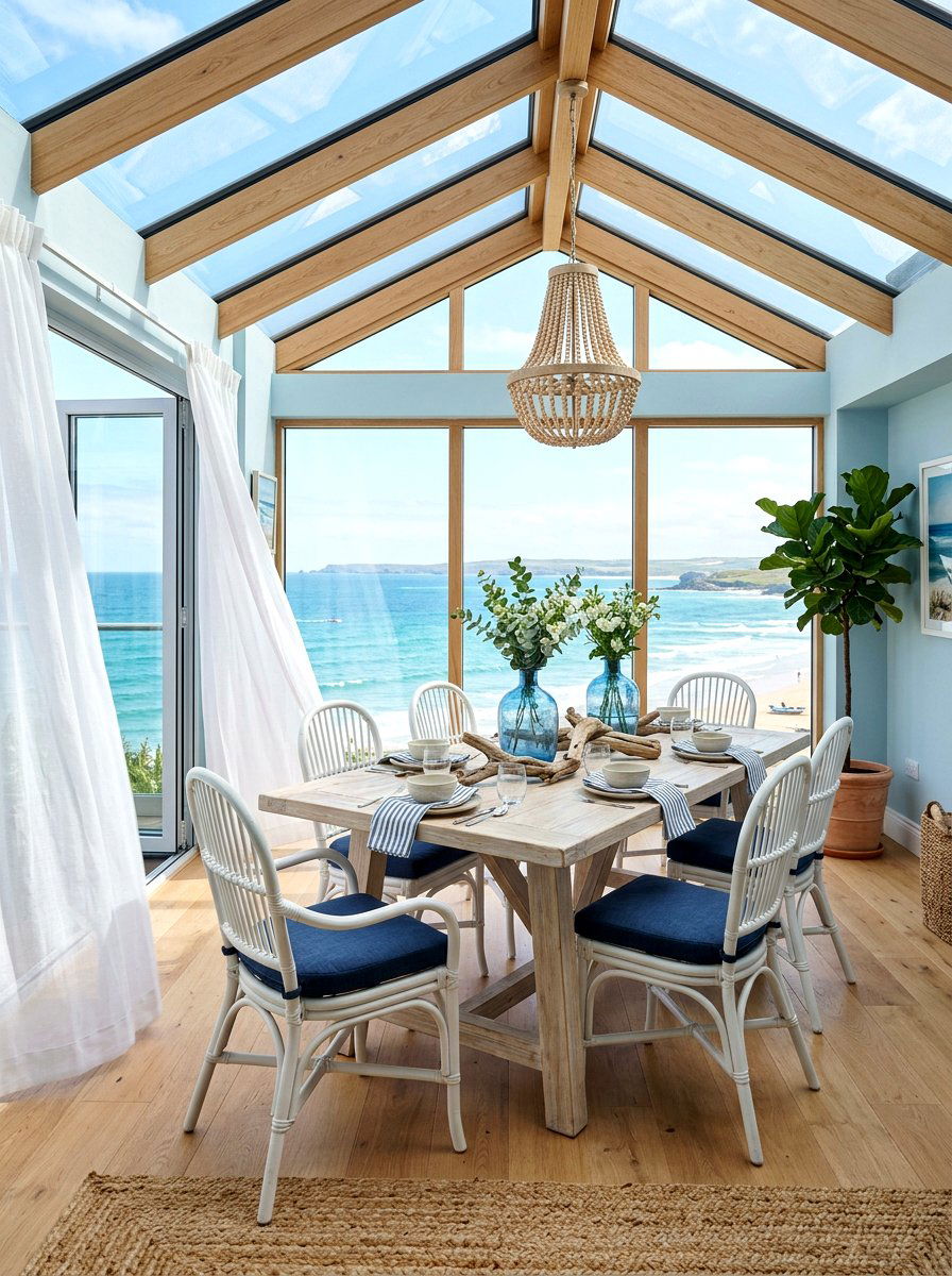 Coastal Sunroom Dining - 30 sunroom dining ideas