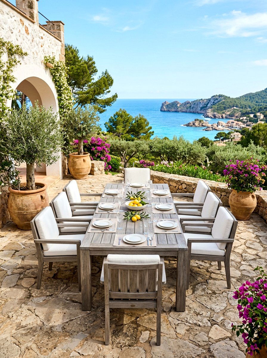 Coastal Teak Dining Patio - 30 Nancy Meyers outdoor dining ideas