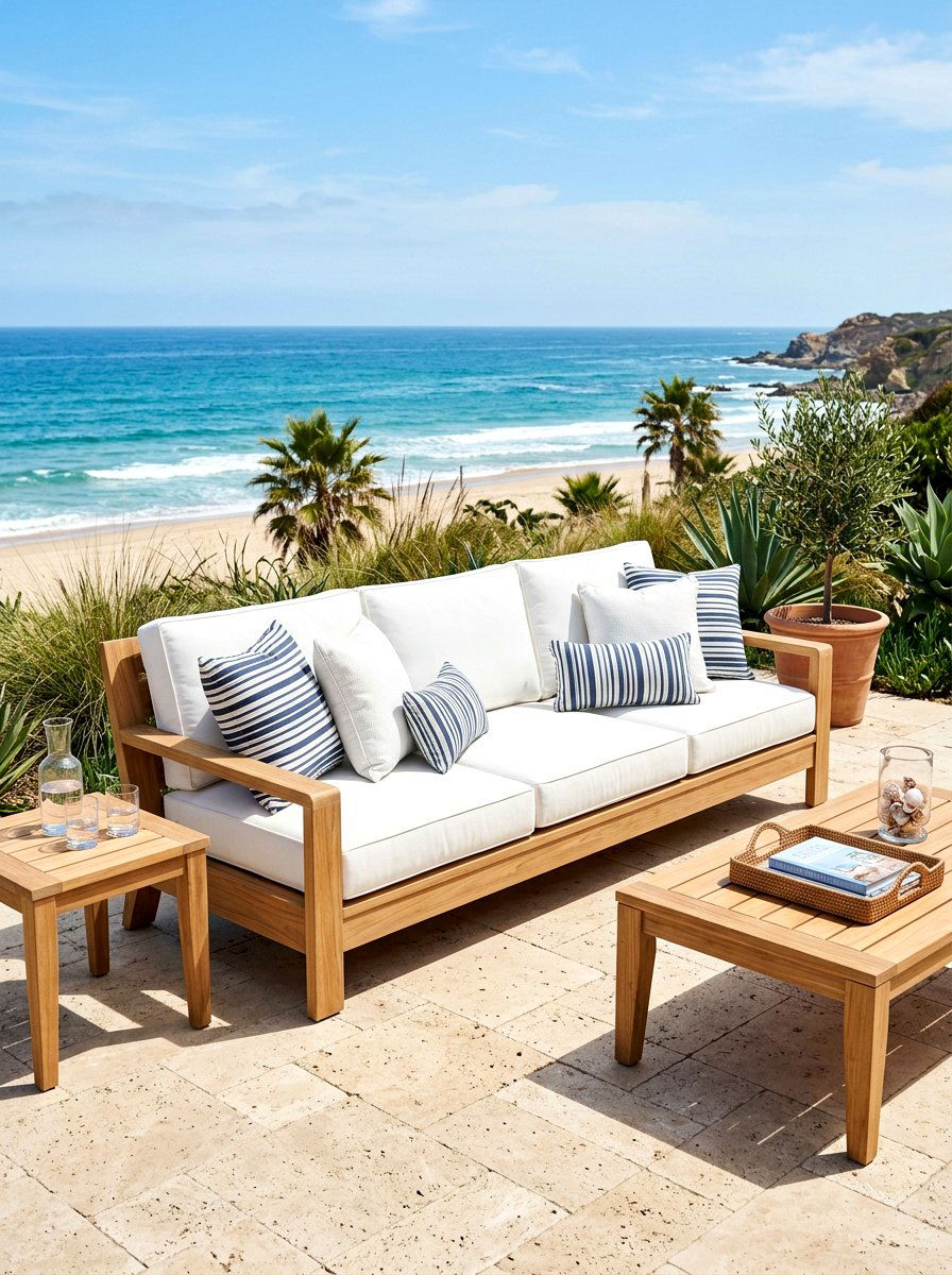 Coastal Teak Sofa - 30 modern outdoor furniture ideas