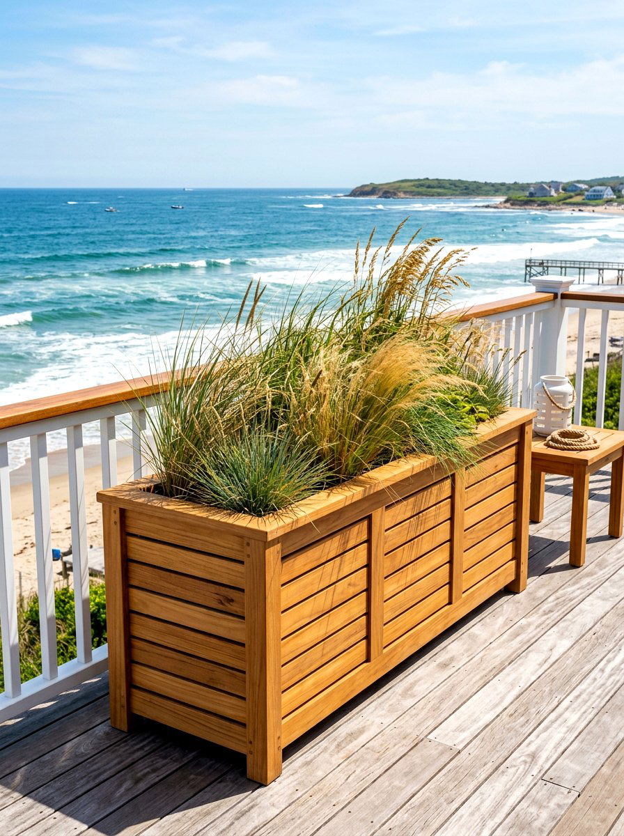 Coastal Teak Wood Planter - 30 large planter ideas