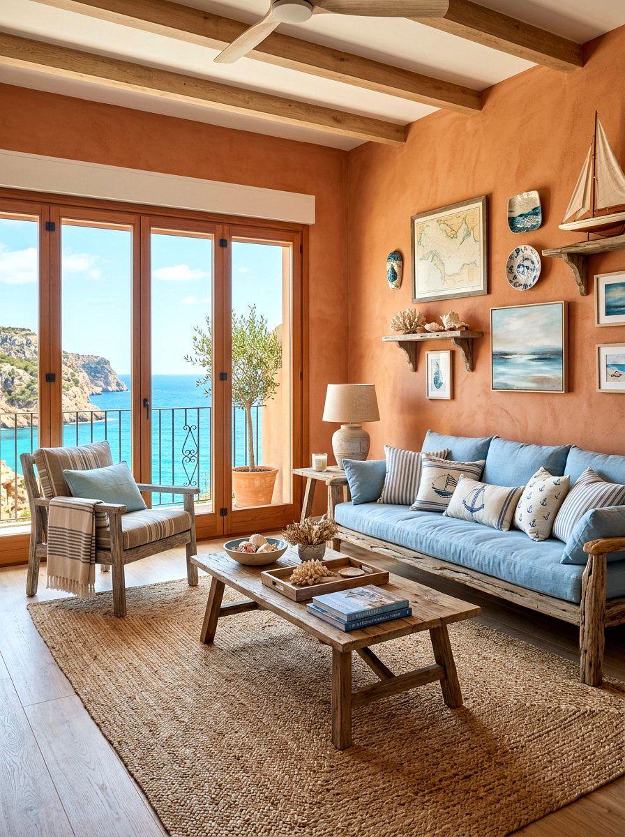 Coastal Terracotta Living Room - 30 terracotta washed living room ideas