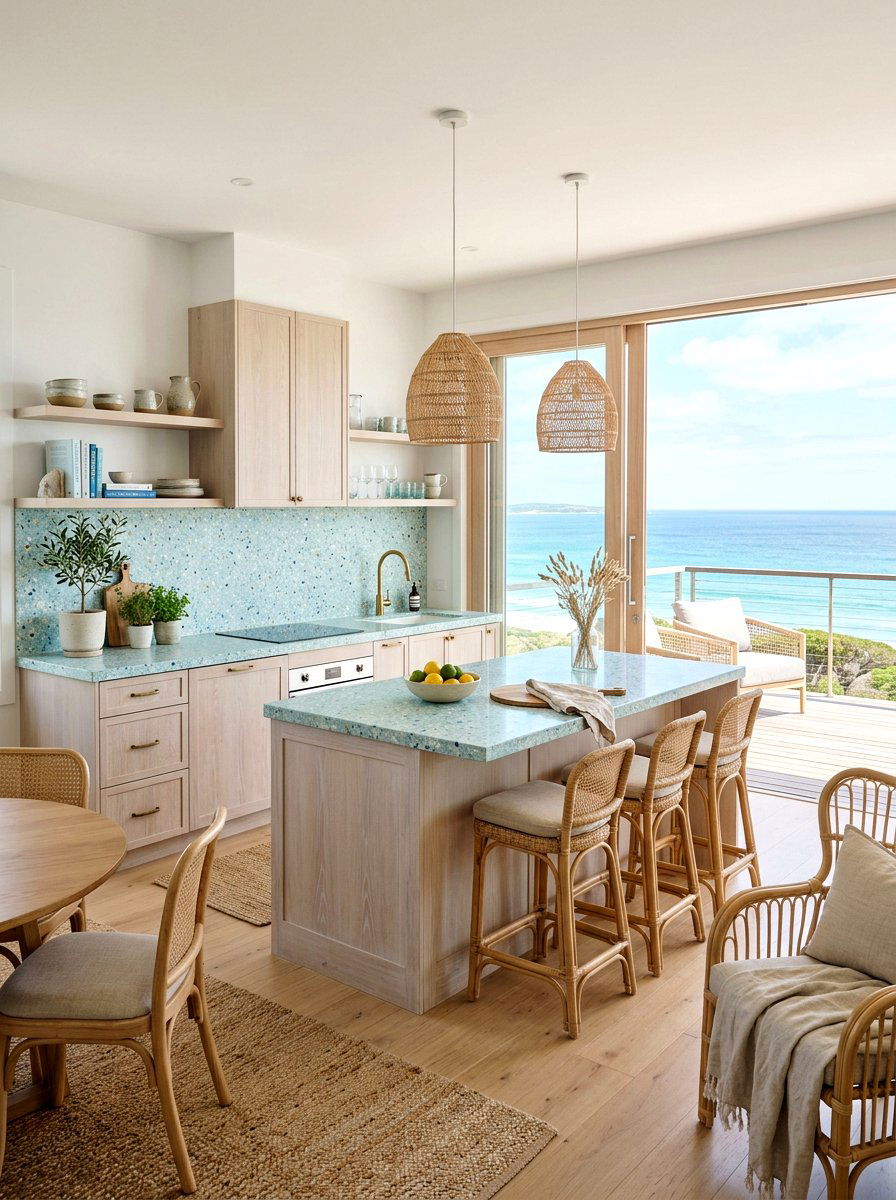 Coastal Terrazzo Kitchen - 30 terrazzo kitchen ideas