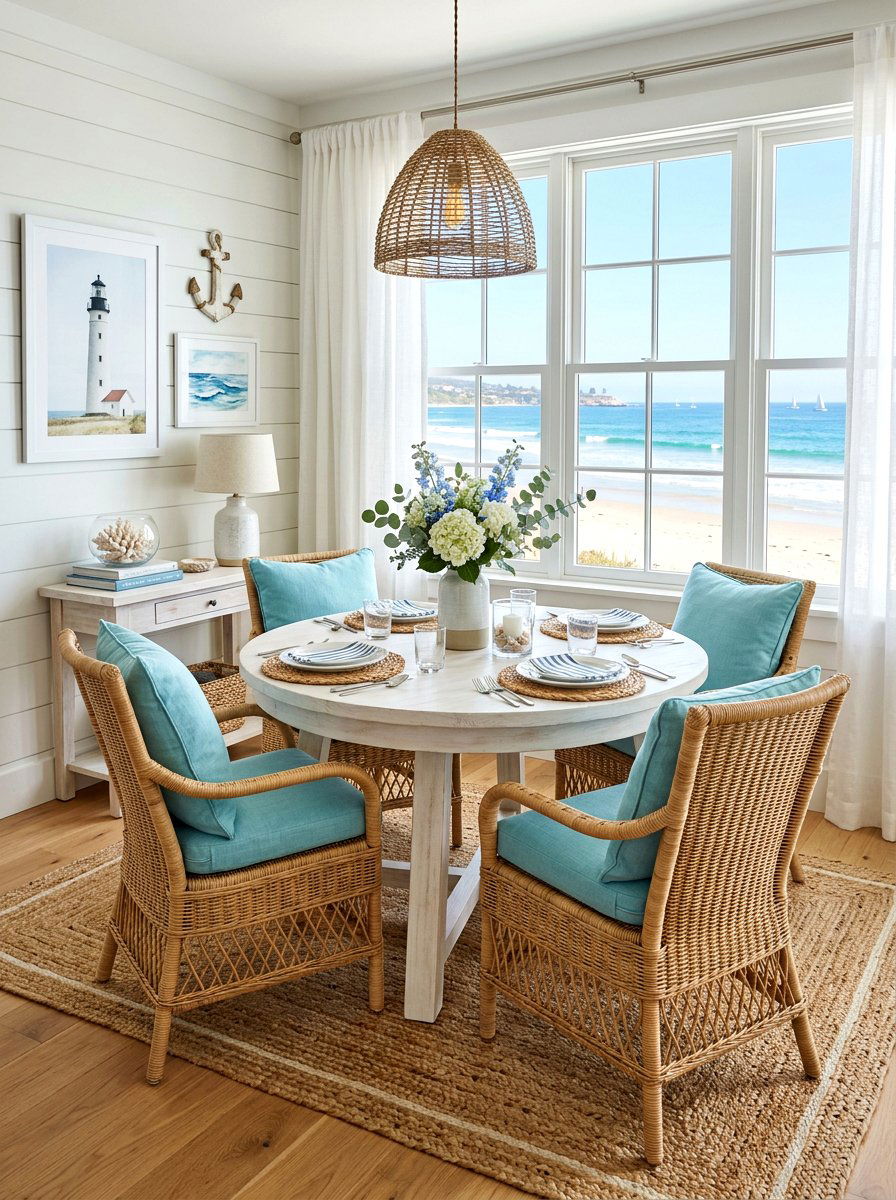 Coastal Theme Dining Nook - 30 small dining nook ideas
