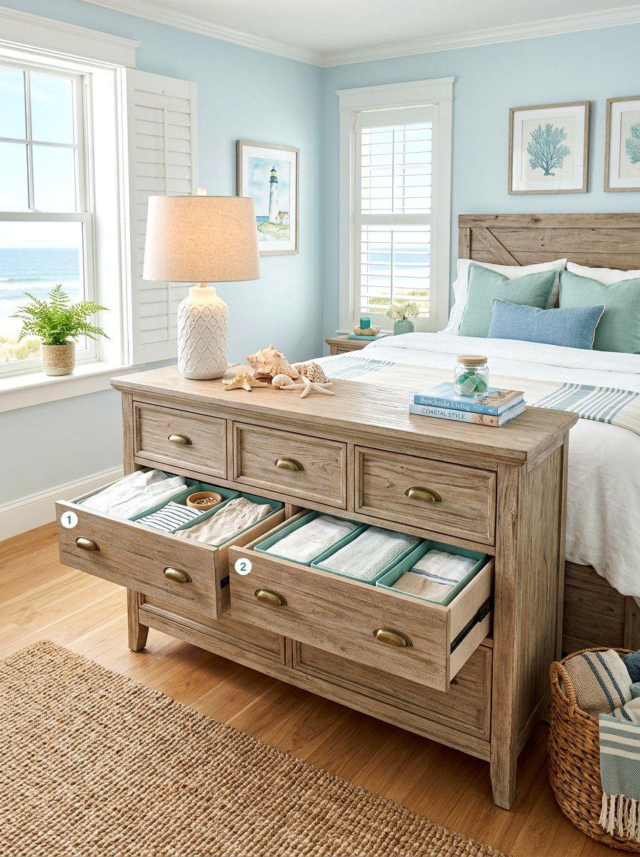 Coastal Theme Dresser - 30 organizing bedroom dresser ideas