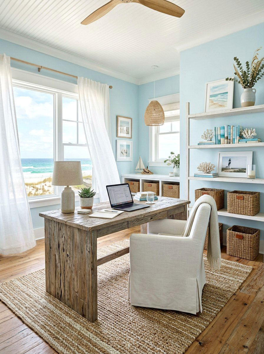Coastal Theme Home Office - 30 study room ideas