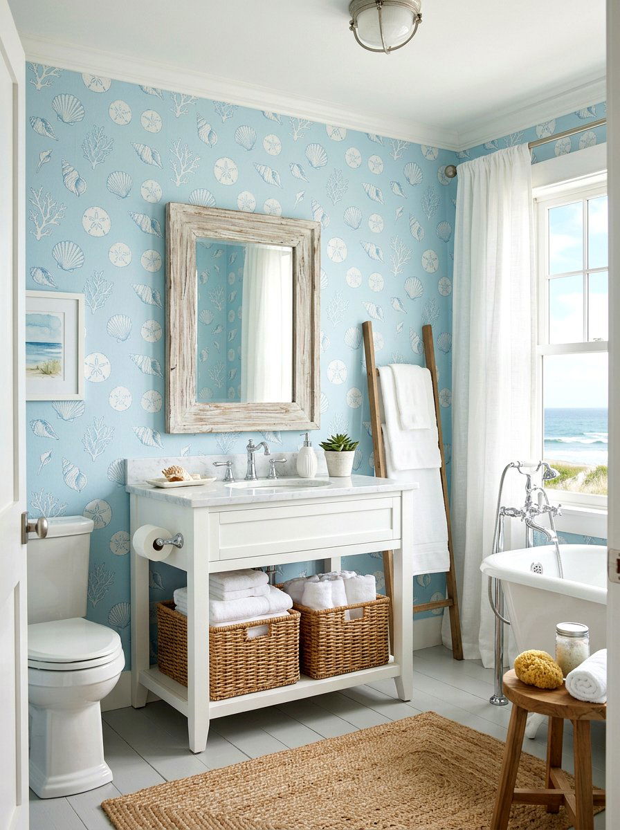 Coastal Theme Wallpaper - 30 bathroom wallpaper ideas