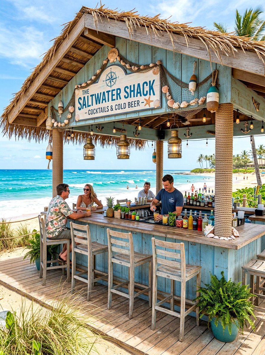 Coastal Themed Bar - 30 poolside bar ideas