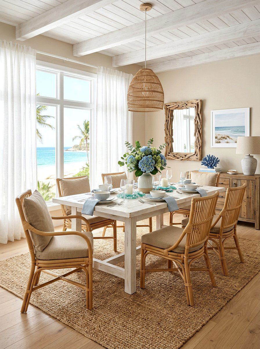 Coastal Themed Dining Room - 30 dinner party hosting room ideas