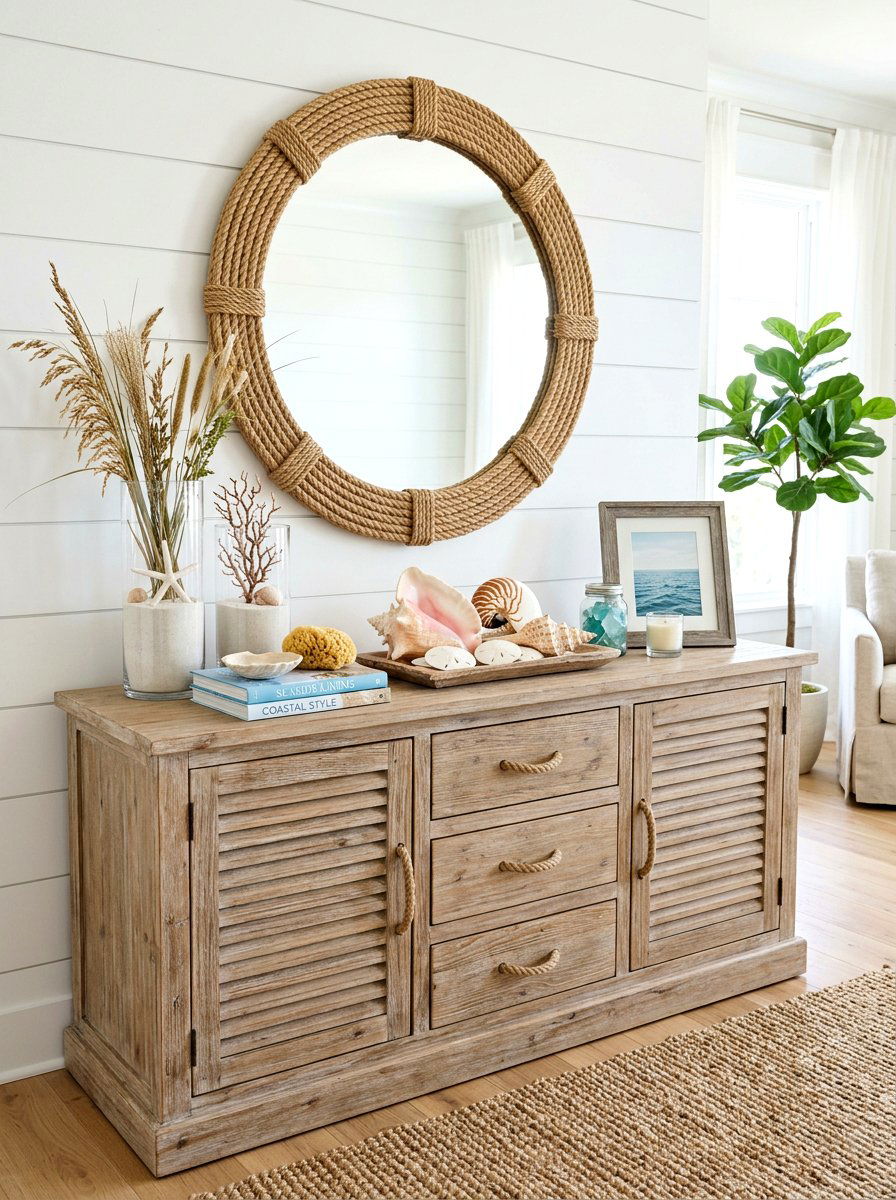 Coastal Themed Sideboard - 30 buffet table decor ideas
