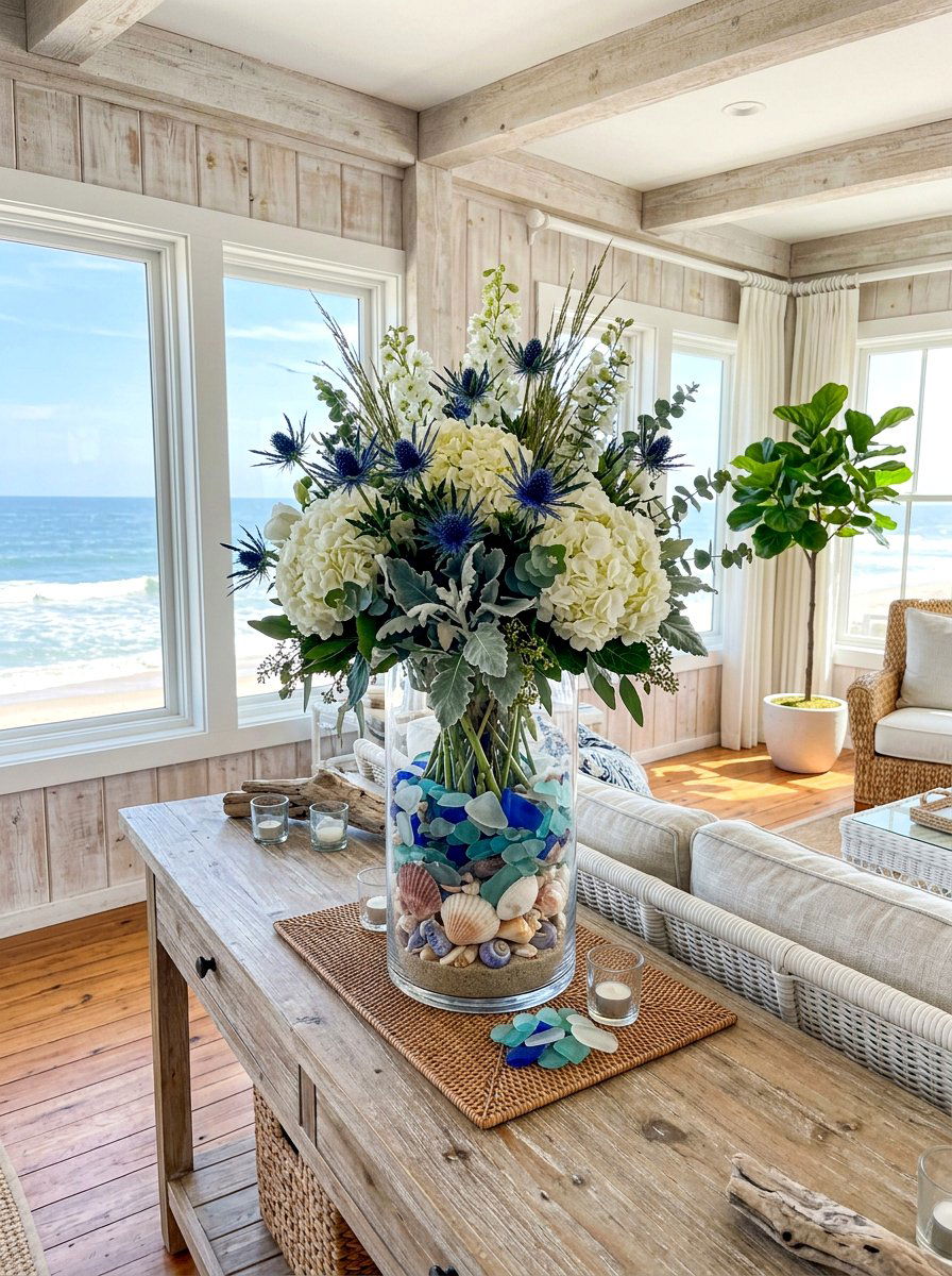 Coastal Vase Decorating - 30 flower arranging party ideas