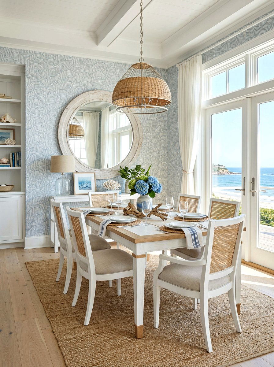 Coastal Wallpaper Dining Room - 30 coastal dining room ideas