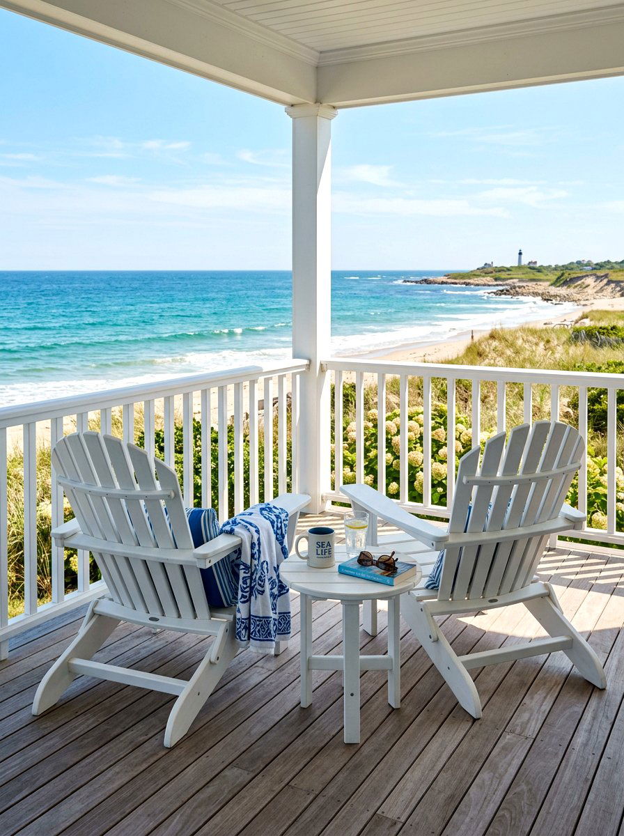 Coastal White Adirondack Chair - 30 coastal home decor ideas