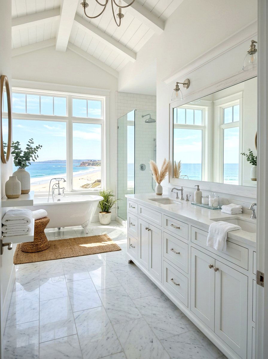 Coastal White Bathroom - 30 seaside bathroom ideas
