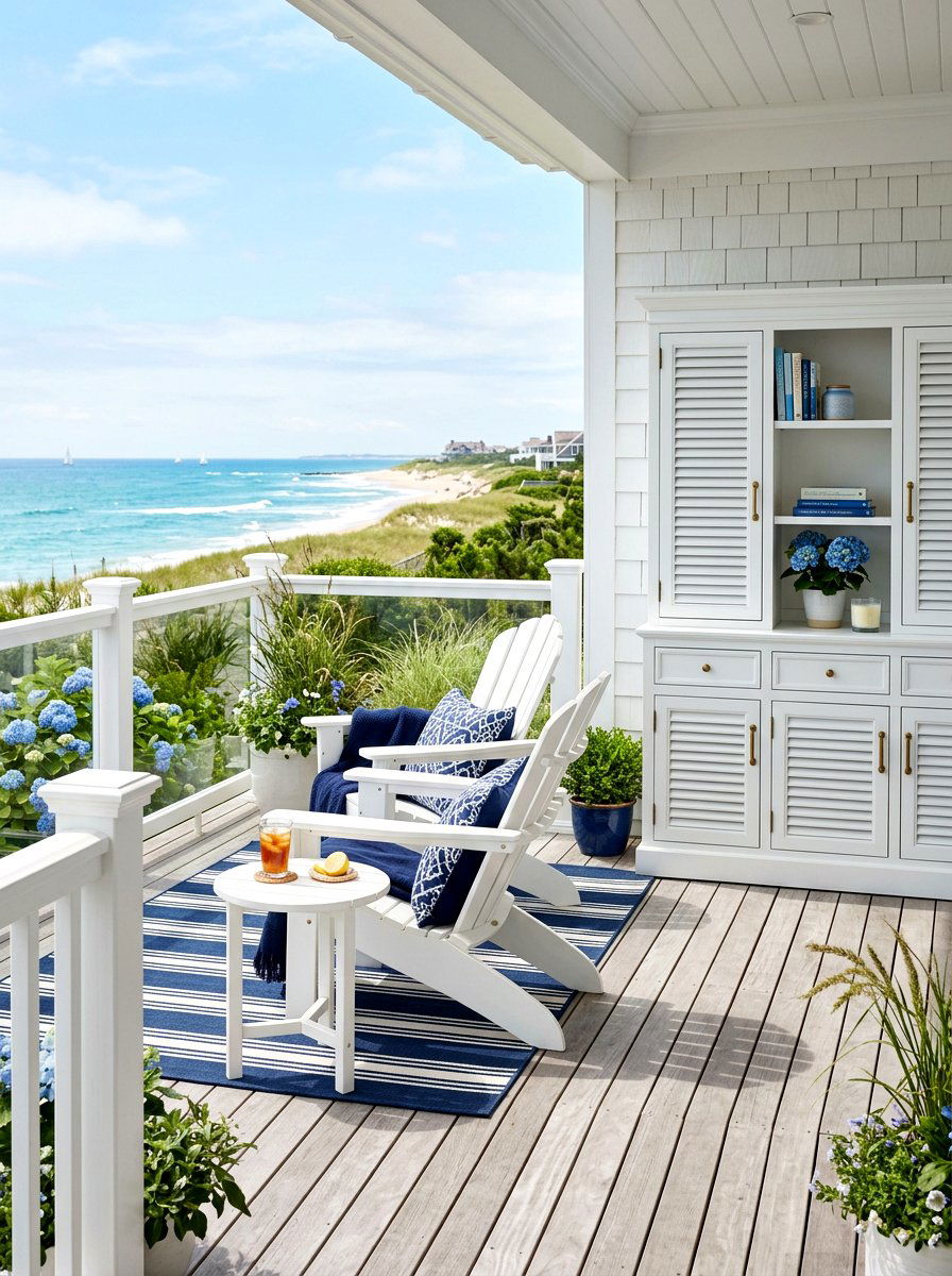 Coastal White Cabinet - 30 patio storage cabinet ideas